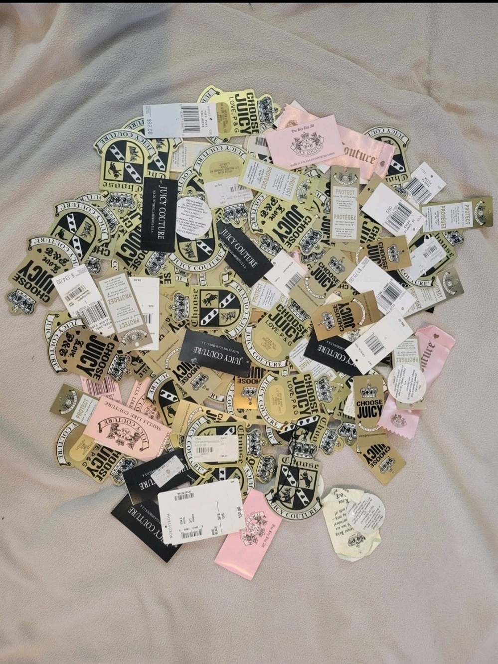 Vintage Juicy Couture Collectible Tag Lot - Gold Black Pink White
